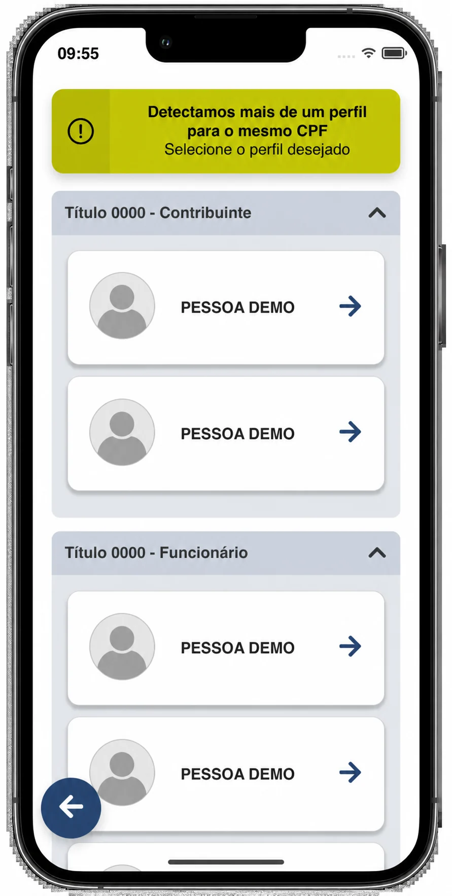 Perfis e carteirinhas demonstrativos no App do Sócio